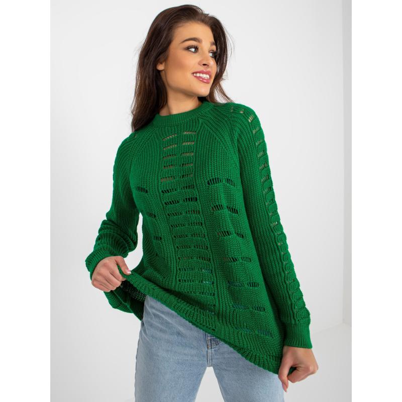 Női hosszú ujjú oversize pulóver AGNESA zöld