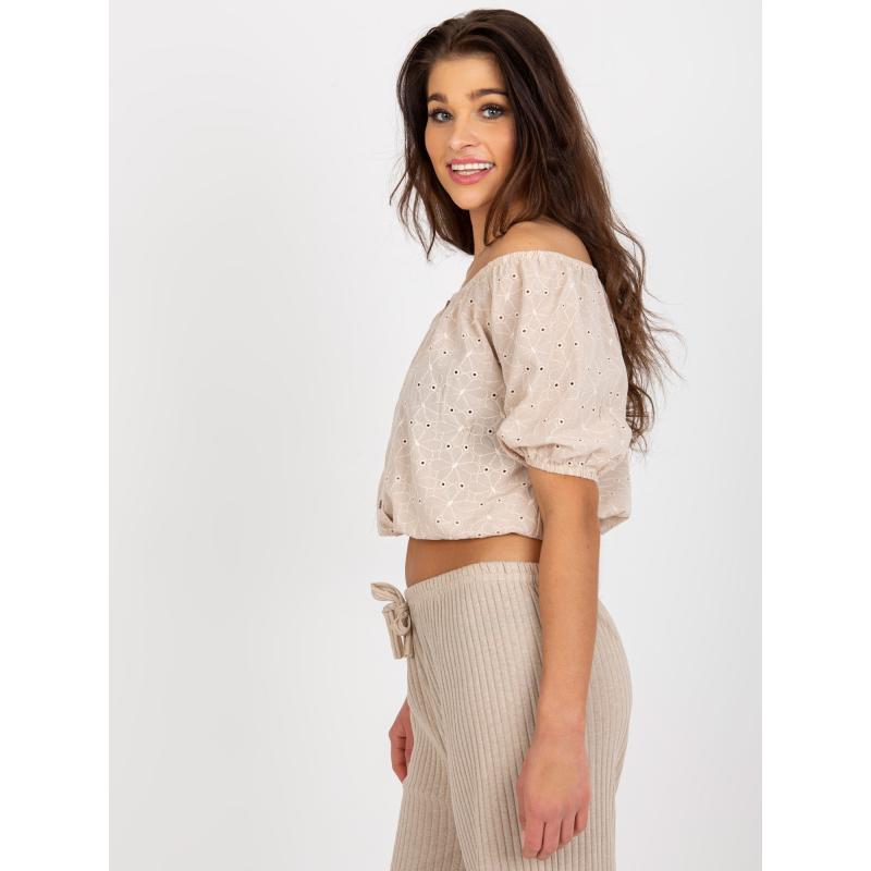 Női blúz mintás JOHANESA bézs színben