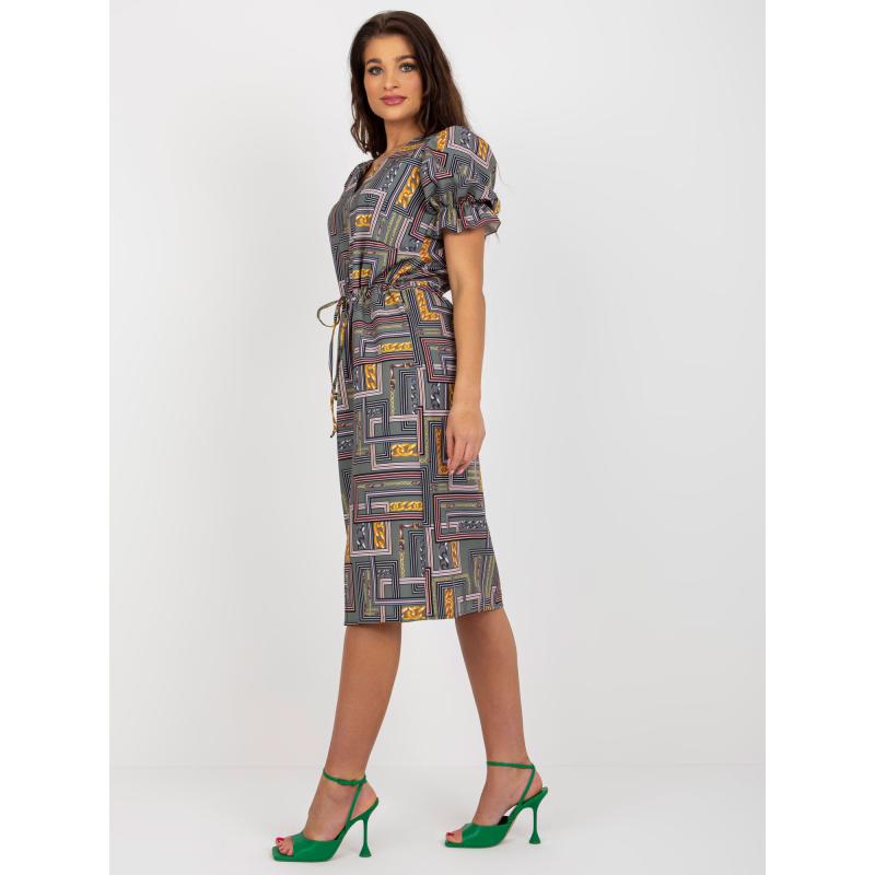 Dámské šaty s potiskem a krátkými rukávy EDUARDA khaki