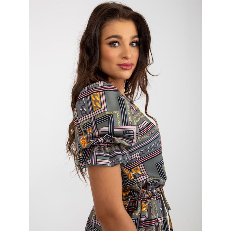 Dámské šaty s potiskem a krátkými rukávy EDUARDA khaki