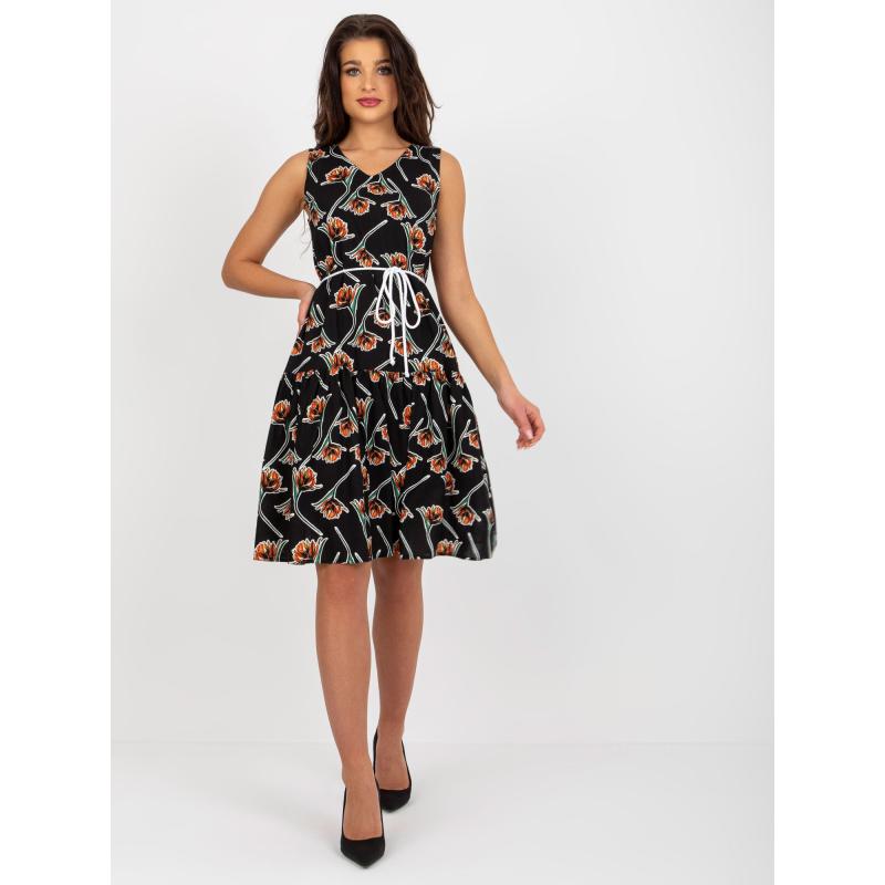 Dámské šaty s volánovým lemem FLIVA černé 