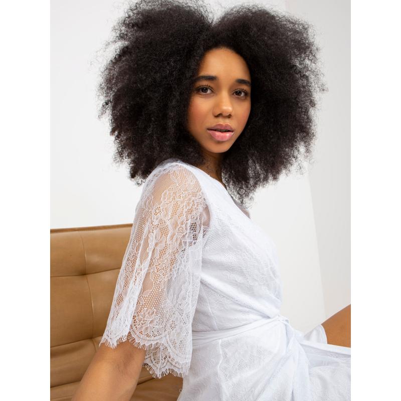 Női öves csipkés koktélruha BIBI fehér