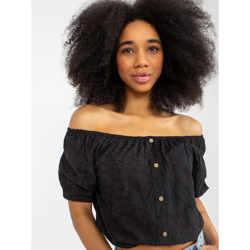 Női pamut pöttyös blúz DENISA fekete
