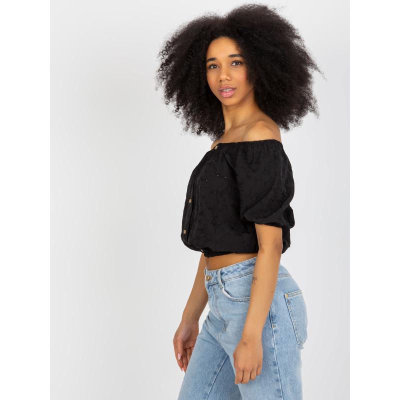 Női pamut pöttyös blúz DENISA fekete