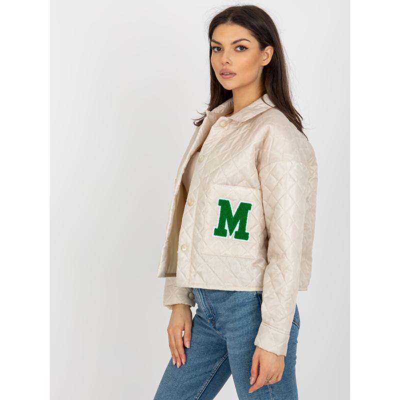 Női kabát gallérral DIA világos bézs színű