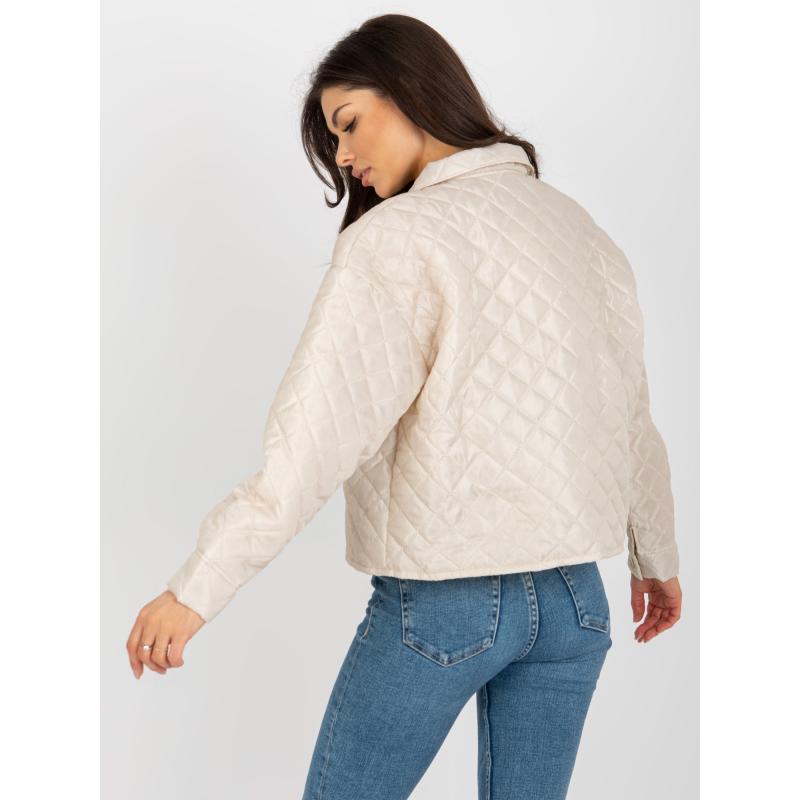 Női kabát gallérral DIA világos bézs színű