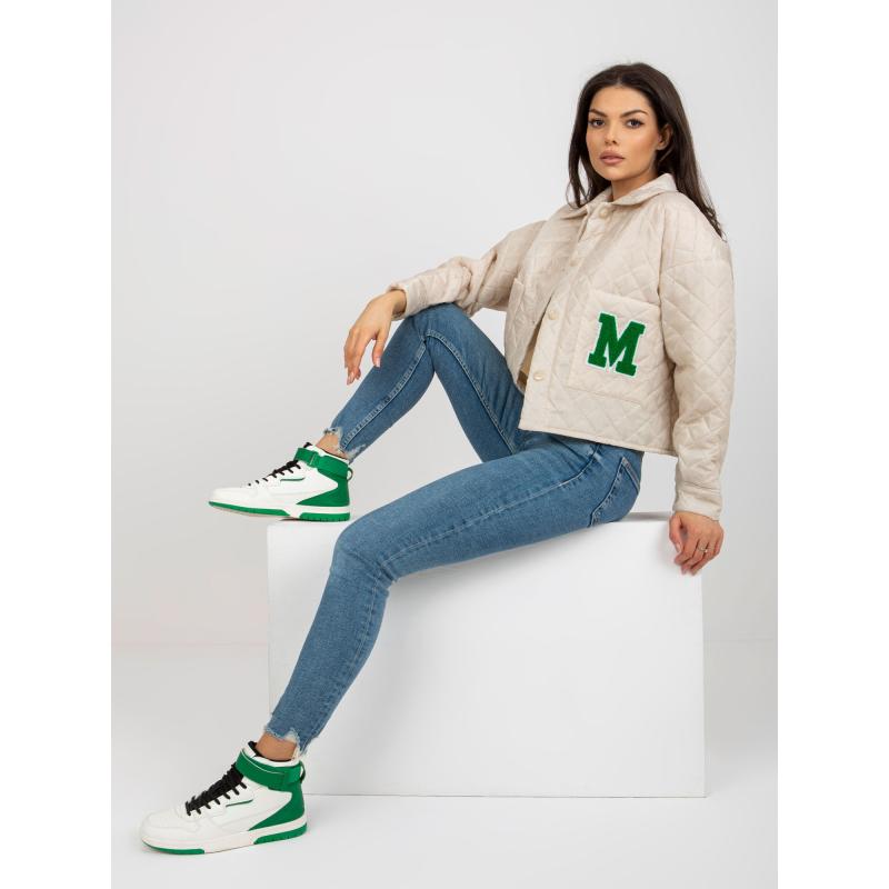 Női kabát gallérral DIA világos bézs színű