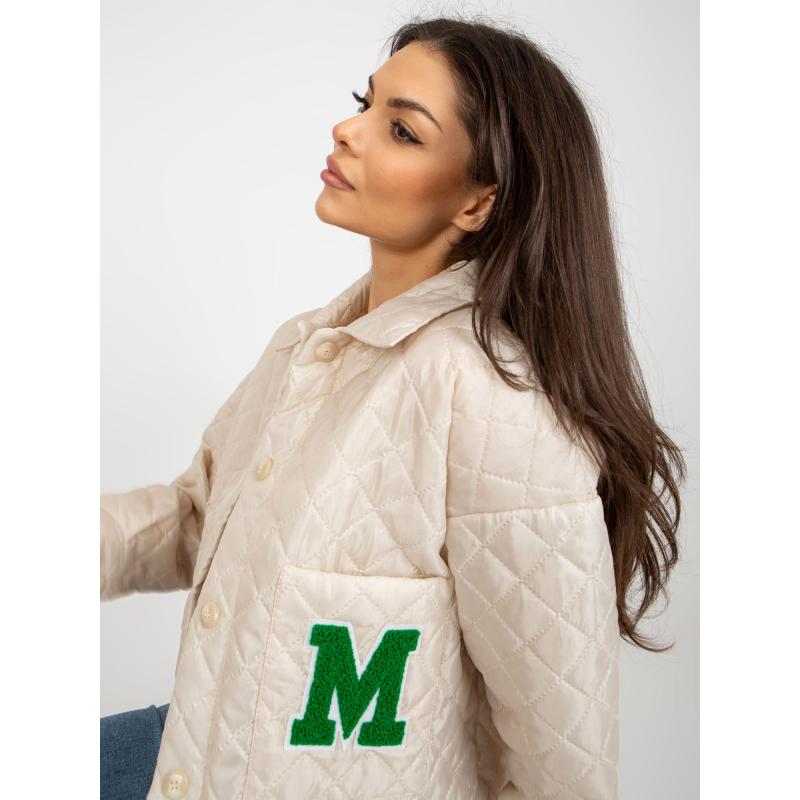 Női kabát gallérral DIA világos bézs színű