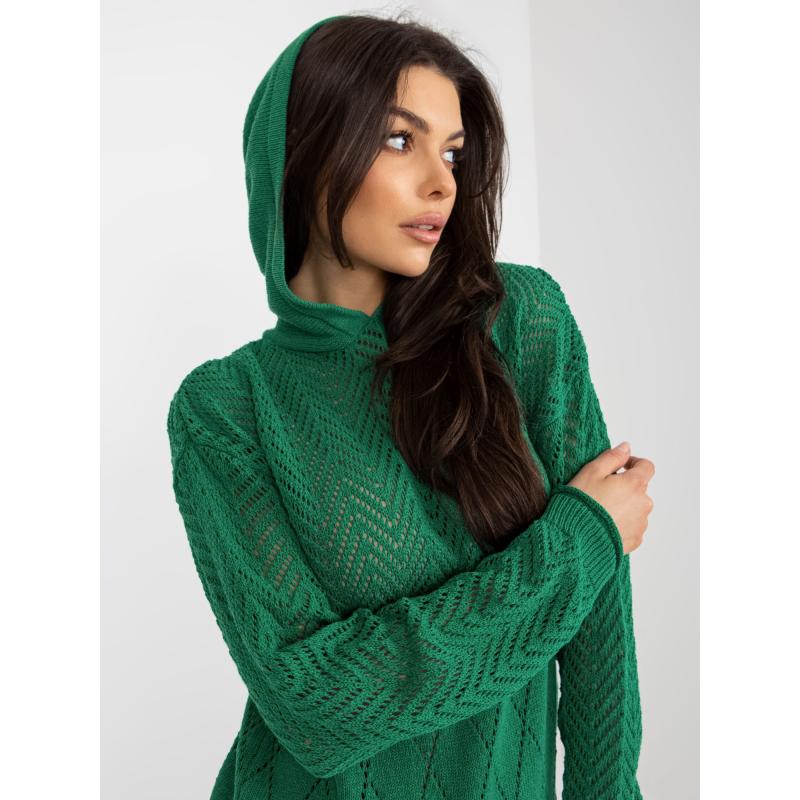 Dámsky sveter s kapucňou DOBRA zelený