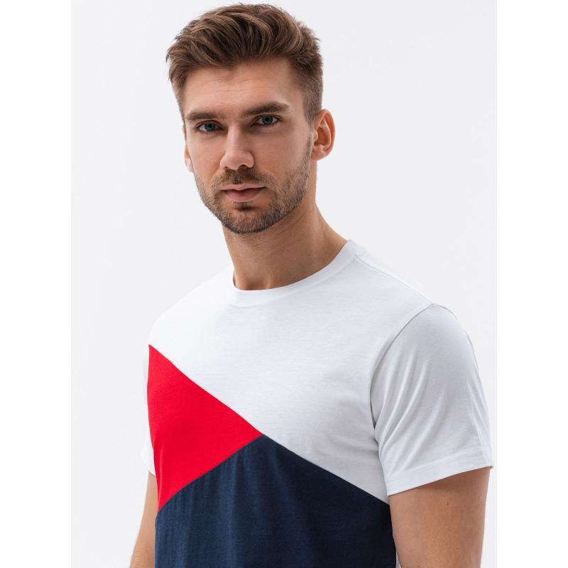 Férfi háromszínű póló sötétkék V3 S1640