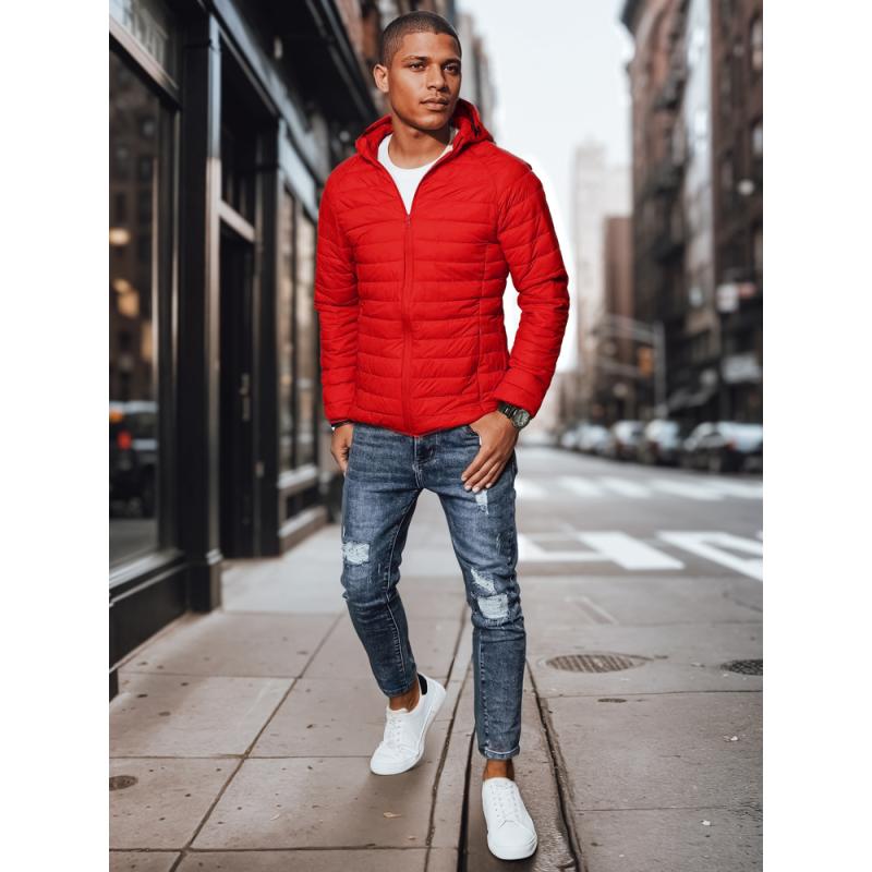 Férfi átmeneti steppelt kabát W12 piros