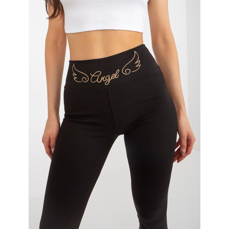 Dámske legíny s výšivkou RUE PARIS čierne