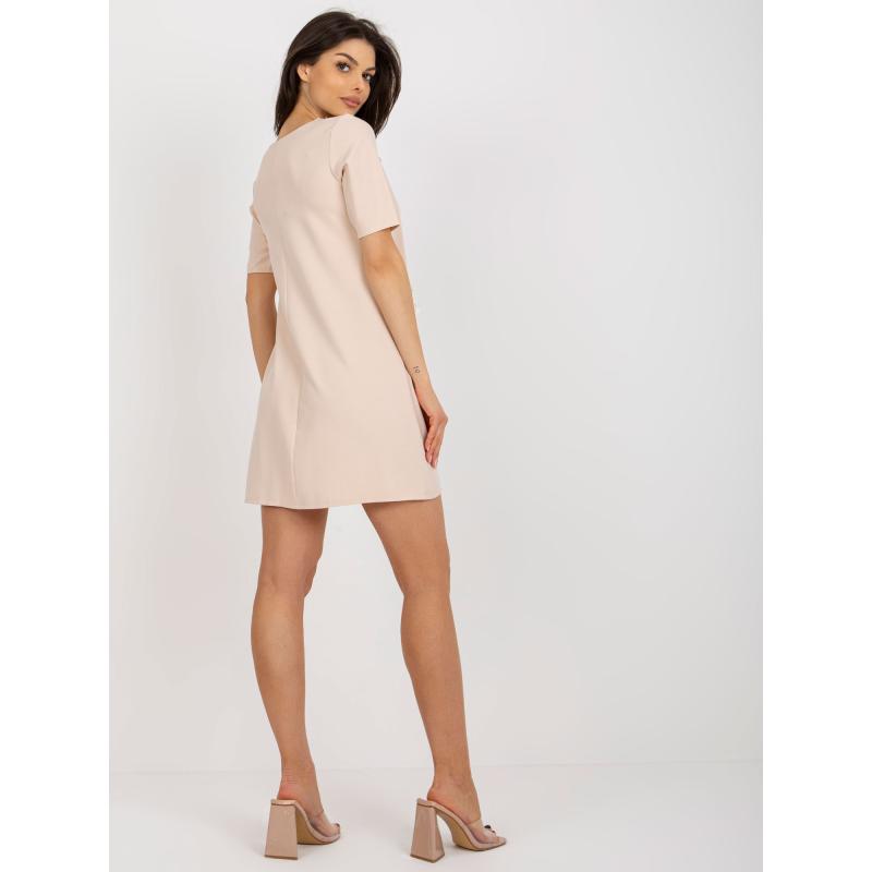 Dámské šaty s květinovou aplikací VALERA béžové