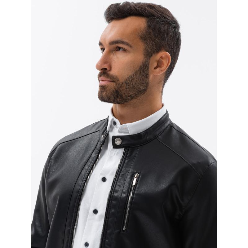Férfi műbőr dzseki V2 OM-JAFL-0109 fekete