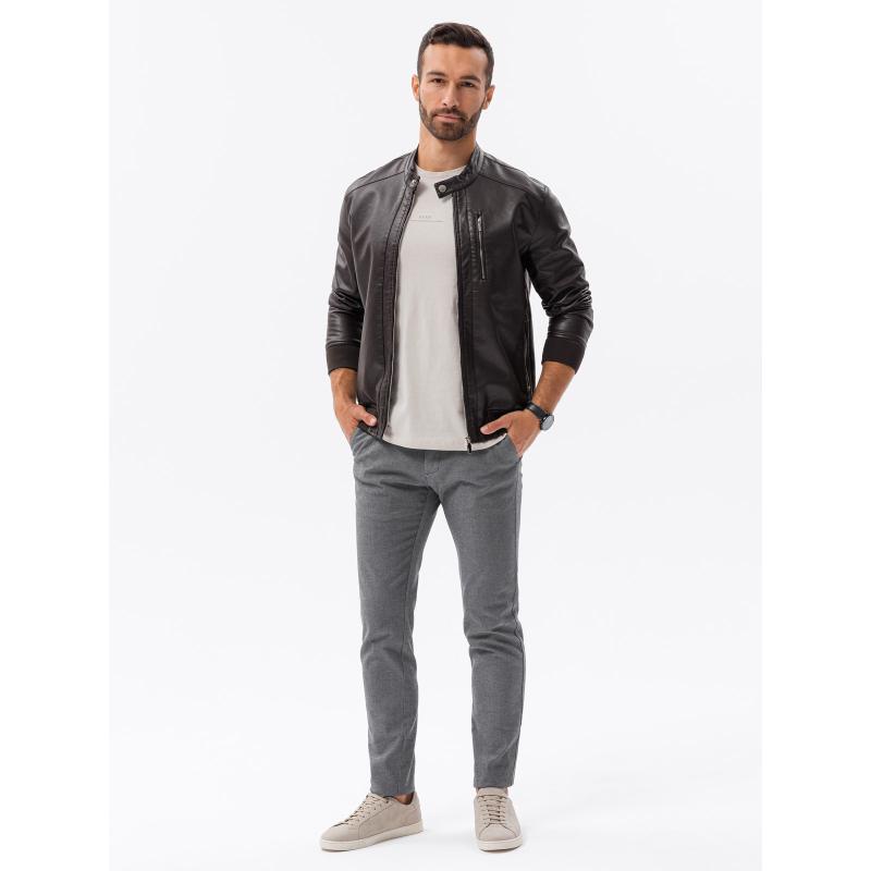 Férfi műbőr dzseki V1 OM-JAFL-0109 sötétbarna