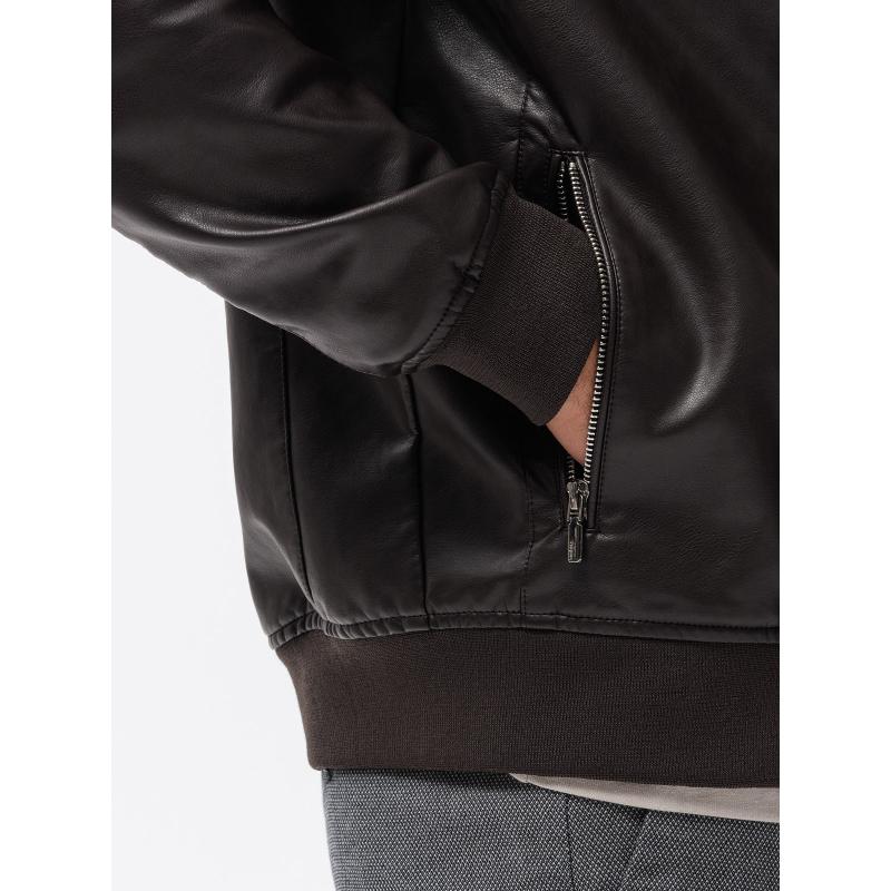 Férfi műbőr dzseki V1 OM-JAFL-0109 sötétbarna