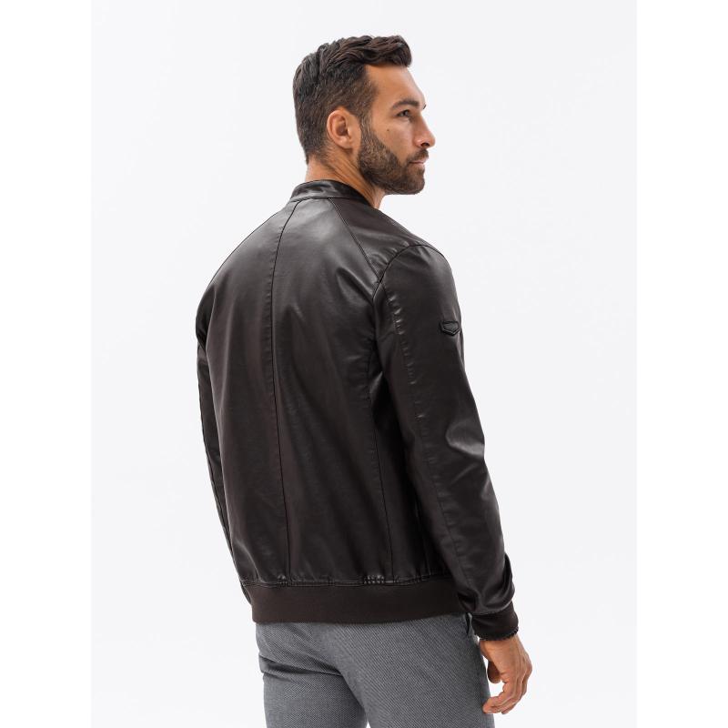 Férfi műbőr dzseki V1 OM-JAFL-0109 sötétbarna