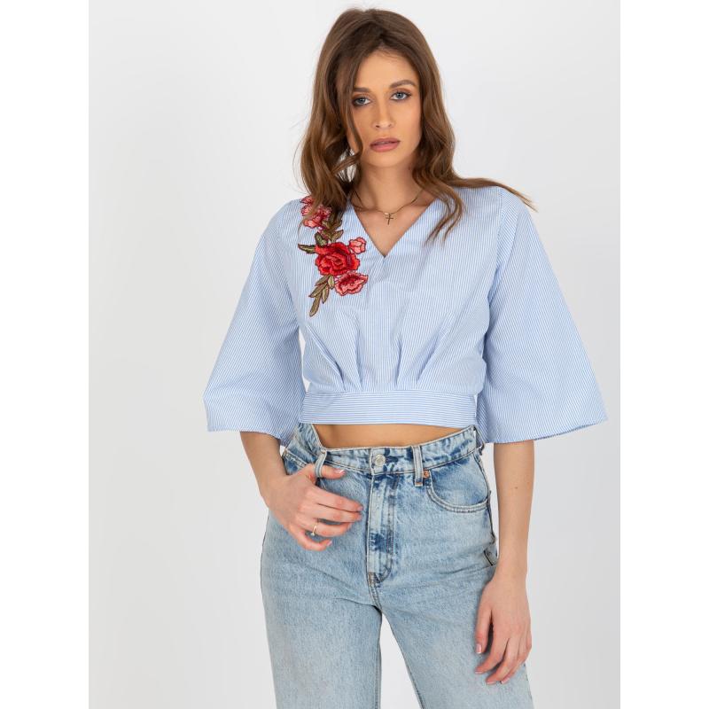 Dámská halenka pruhovaná STANA světle modrá a bílá