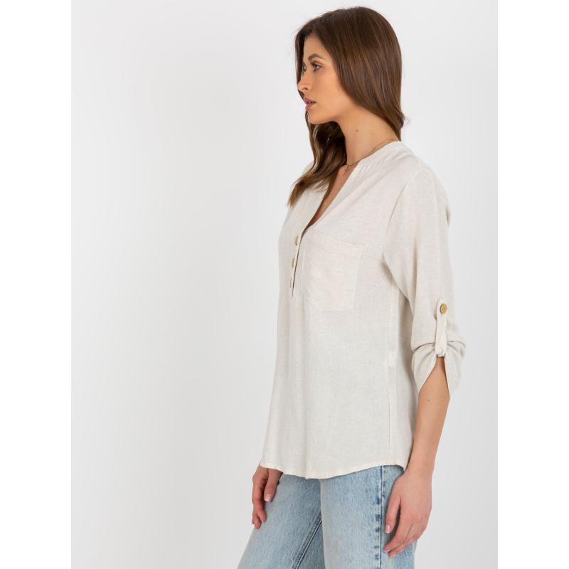 Dámská halenka s kapsičkou RUE PARIS světle béžová 