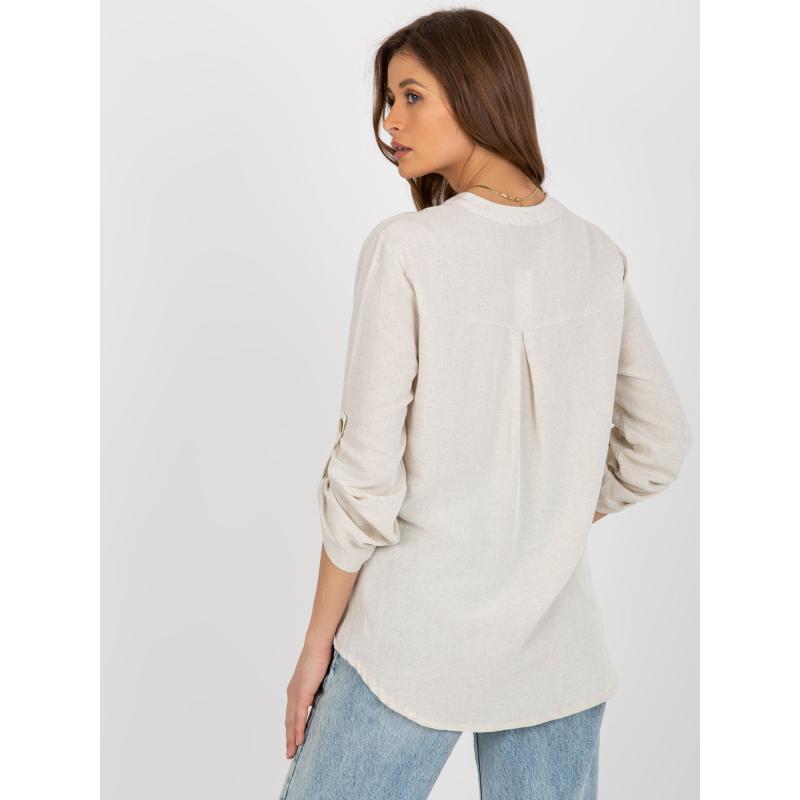 Dámská halenka s kapsičkou RUE PARIS světle béžová 