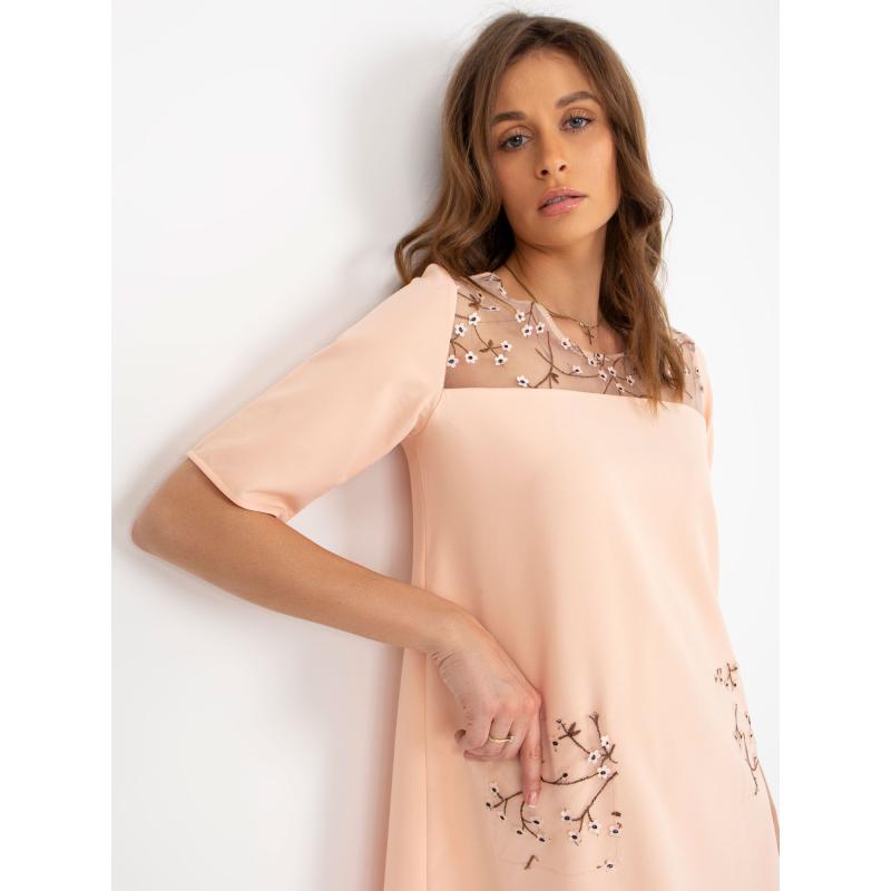 Dámské šaty s krátkým rukávem MEDARDA broskvové