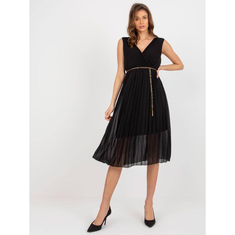 Dámské šaty bez rukávů plisované midi BERTA černé