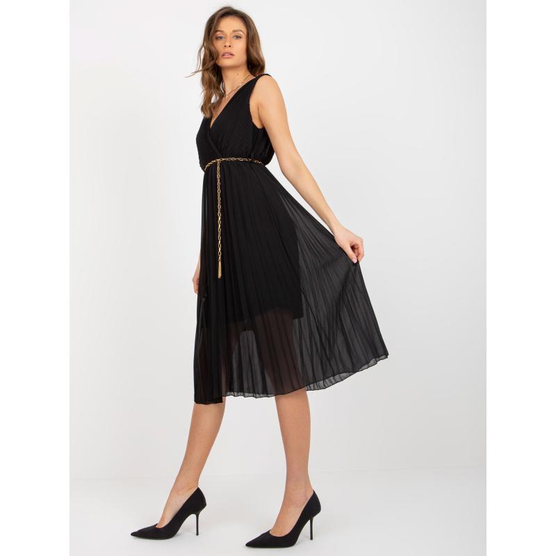 Dámské šaty bez rukávů plisované midi BERTA černé