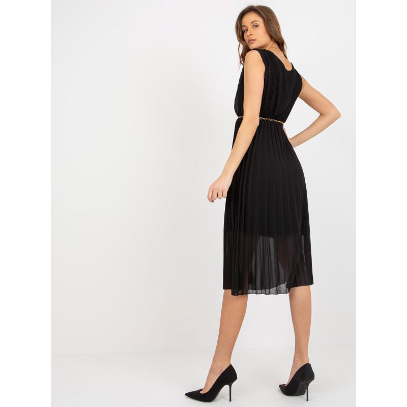 Dámské šaty bez rukávů plisované midi BERTA černé