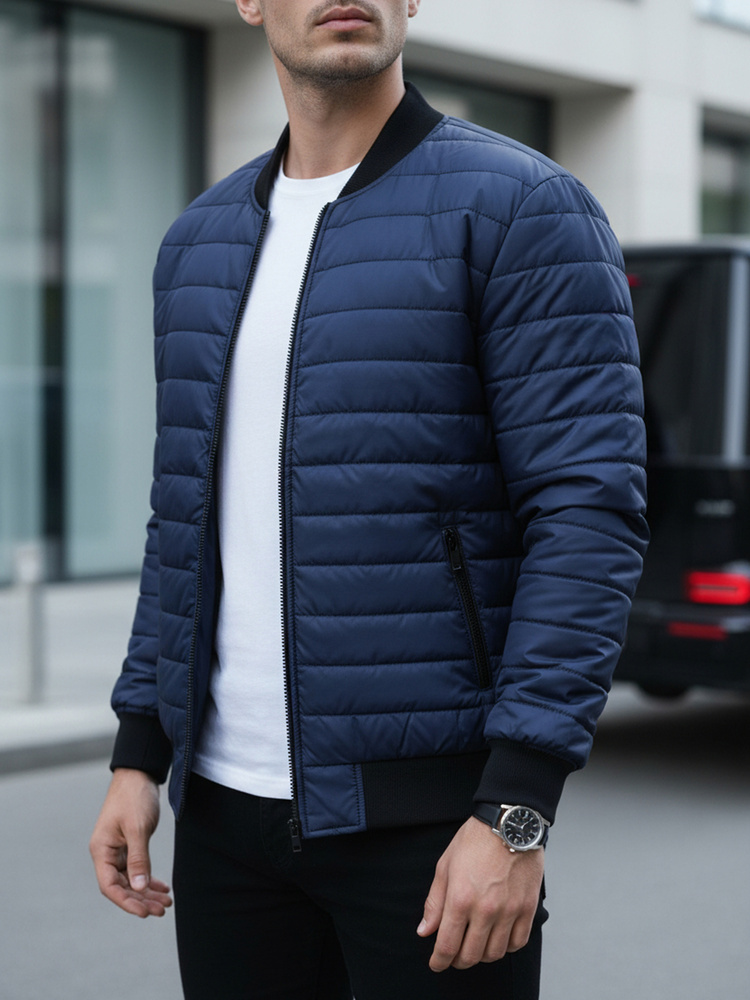 Pánská bunda prošívaná bomber SIKA tmavě modrá
