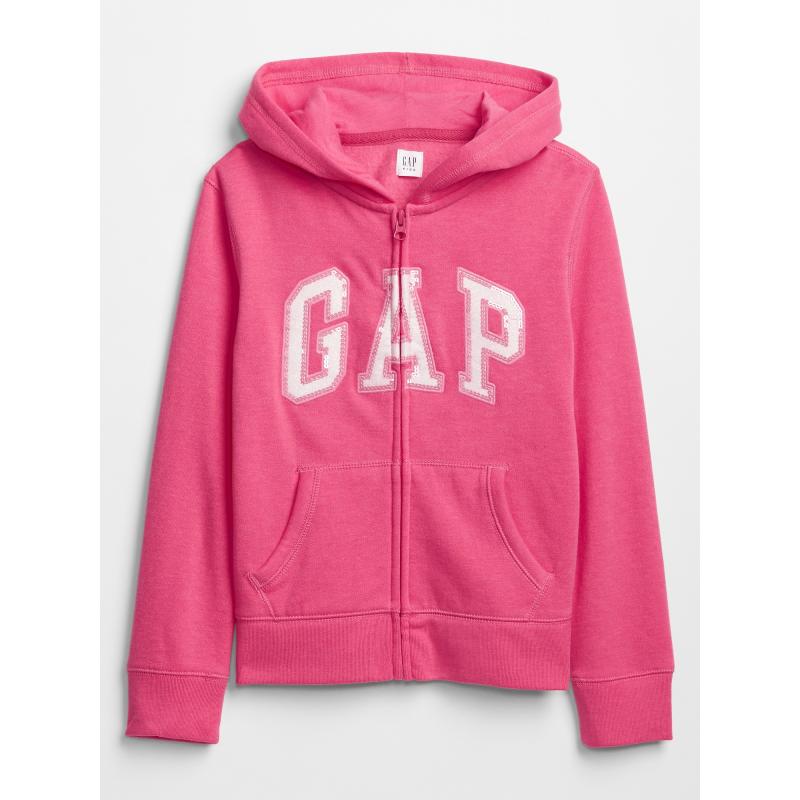 Detská mikina GAP logo zips ružová