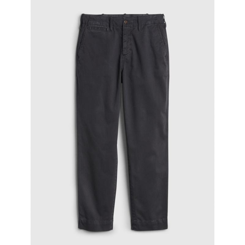 Kalhoty straight khaki high rise