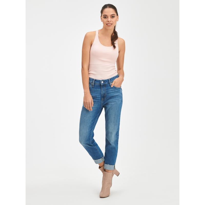Džínsy univerzálne slim boyfriend mid rise