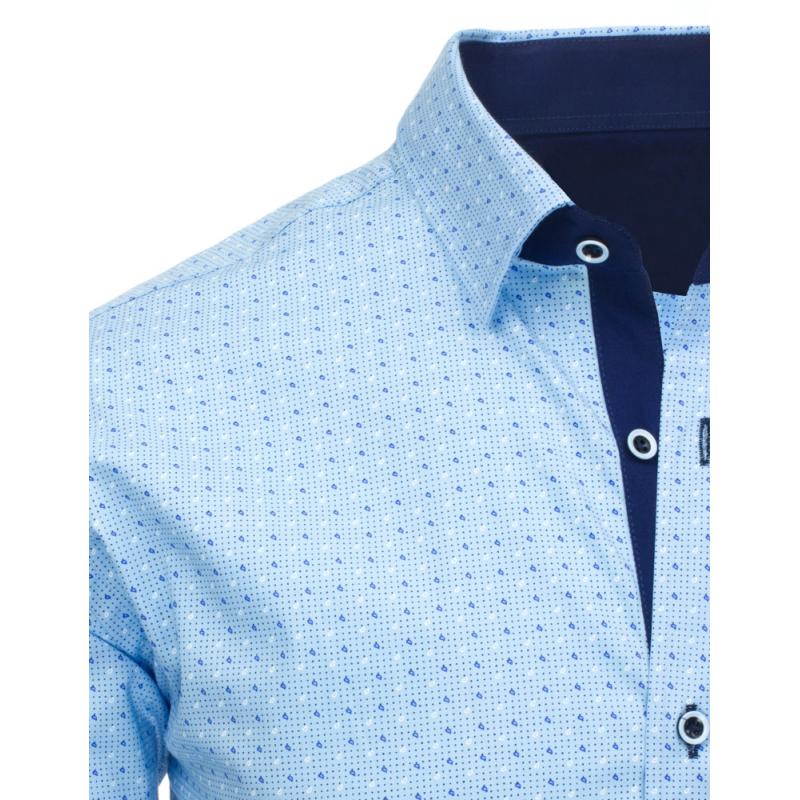 Pánská stylová košile blankytně modrá s dlouhým rukávemslim fit