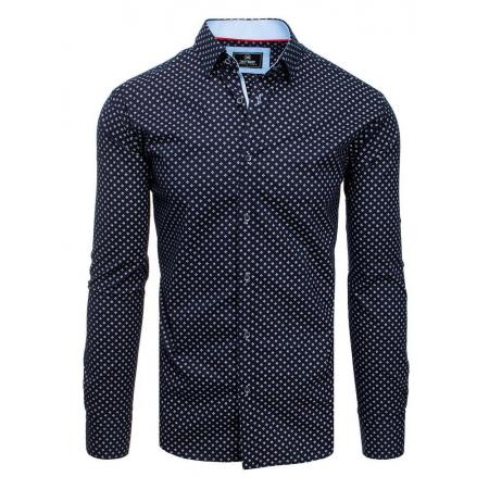 Pánska košeľa PREMIUM s dlhým rukávom tmavo modrá DX1812