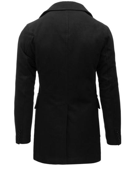 Černý pánský zimní dvouřadý kabát