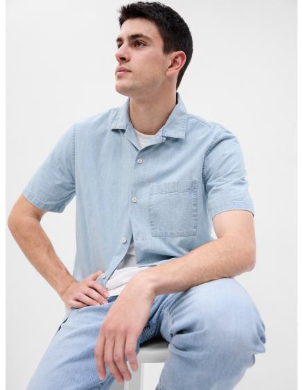 Džínsová košeľa s krátkym rukávom