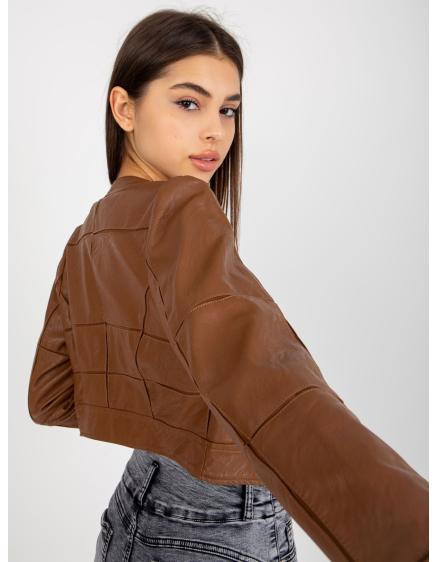 Dámska bunda z ekokože na zips ARIES hnedá