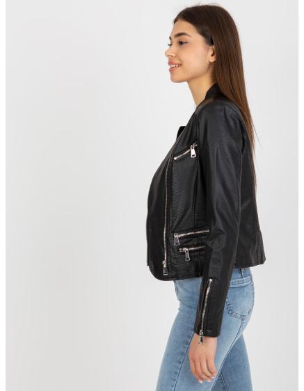 Dámska bunda z ekokože na zips DIAMODNS čierna