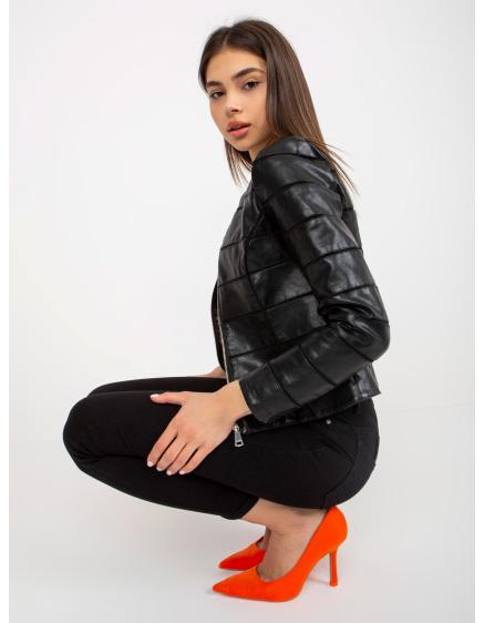 Dámska bunda z ekokože na zips SIKA čierna