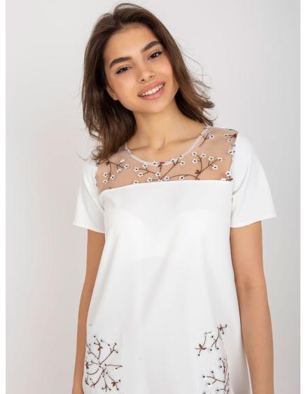 Dámské šaty s krátkými rukávy VIVA ecru 