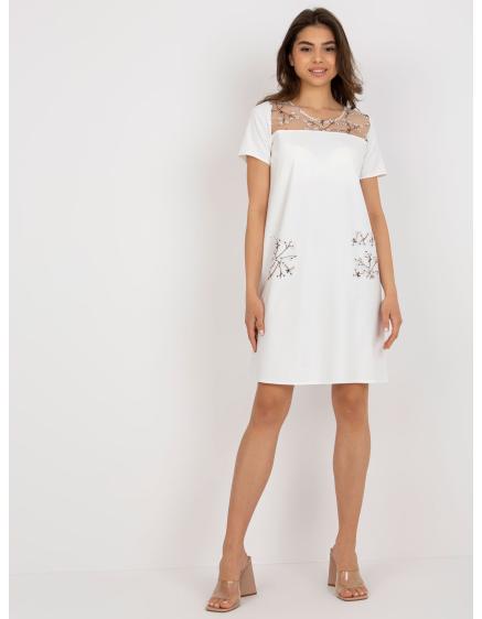 Dámské šaty s krátkými rukávy VIVA ecru 