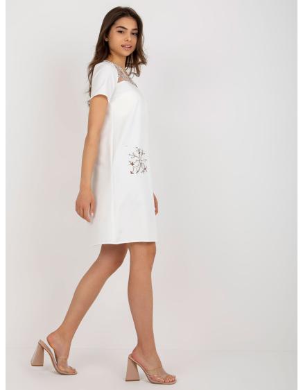 Dámské šaty s krátkými rukávy VIVA ecru 