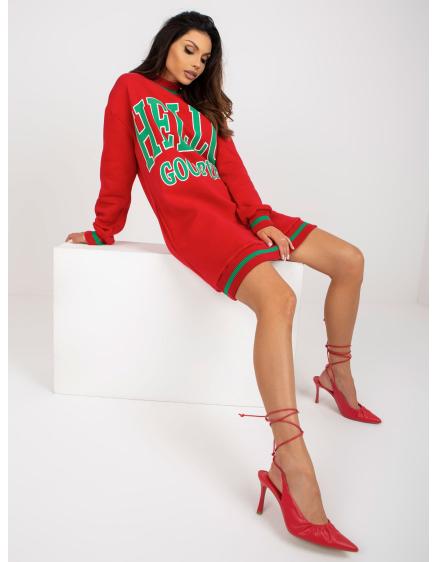 Női pulóver zsebekkel TIANA piros