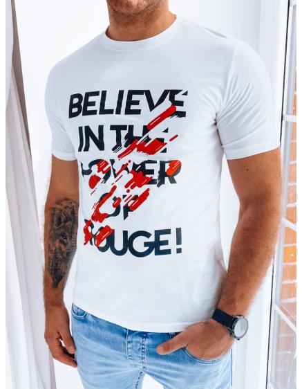 Pánské tričko s potiskem BELIEVE bílé