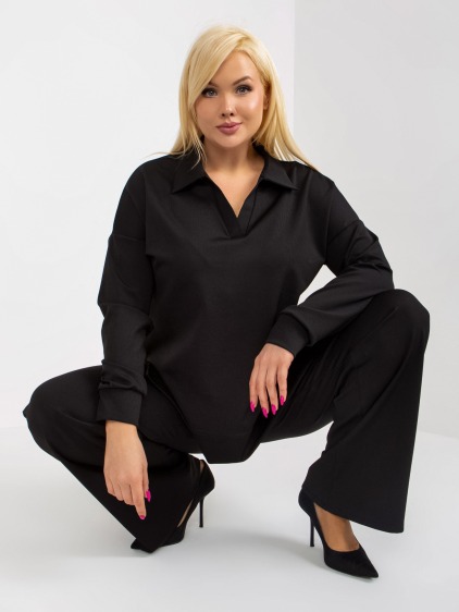 Női plus size csíkos szett PENELOPE fekete