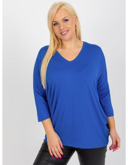 Dámská halenka s 3/4 rukávy plus size DIEGA kobaltová modrá