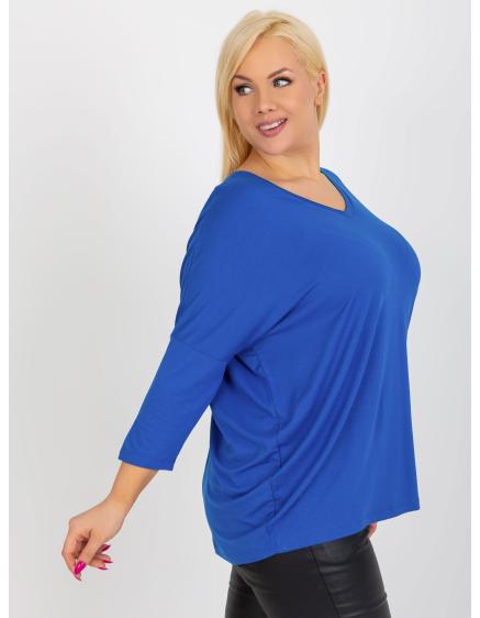 Dámská halenka s 3/4 rukávy plus size DIEGA kobaltová modrá