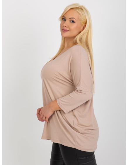Dámská halenka s výstřihem do V plus size VLADIA béžová 