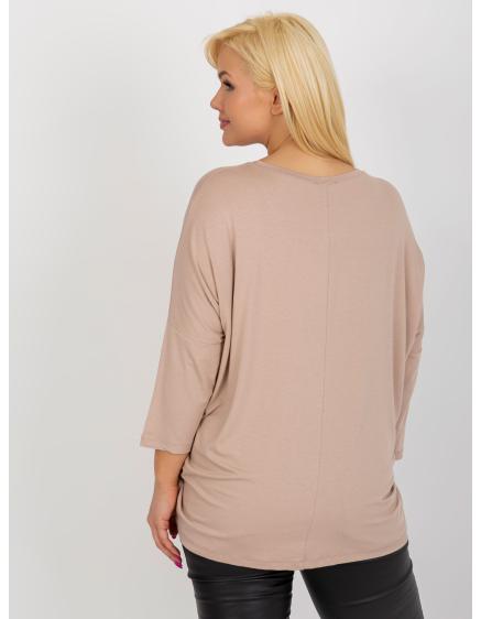 Dámská halenka s výstřihem do V plus size VLADIA béžová 