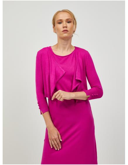 Tmavoružový krátky sveter s trojštvrťovými rukávmi